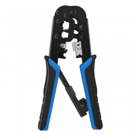 Ratcheting Wire Stripper and Modular Crimper -  Black/Blue