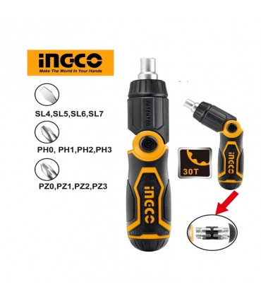 Ingco AKISD1208 13 In 1 Multi Folding Handle Ratchet Screwdriver Set