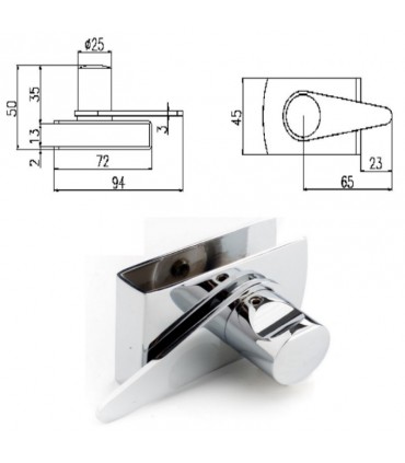 Hardware Specialist Shower Glass Door Lock Turning Knob - Polished Chrome