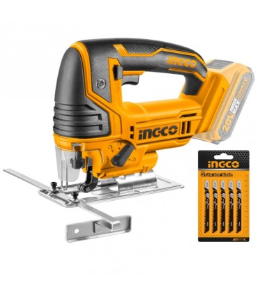 Ingco CJSLI8501 20V Lithium-Ion 20mm Cordless Jig Saw with 5 Blades