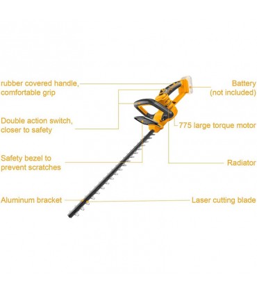 Ingco CHTLI20018 20V Lithium-Ion 450mm Cordless Grass Hedge Trimmer