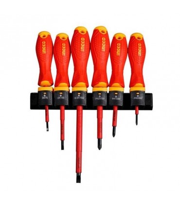 Ingco HKISD0608 Electrician Insulated Screwdriver Set - 6 Pieces