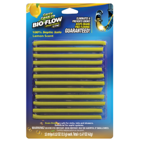 Green Gobbler G0885D Bio-Flow Drain Cleaning and Deodorizing Strips Lemon Scent - 12 Strips
