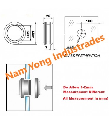 Hardware Specialist Bathroom Sliding Glass Door Flush Round Door Knob