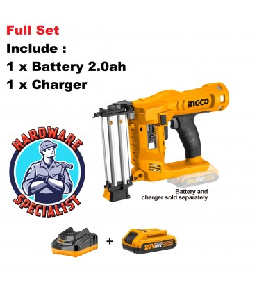 Ingco CBNLI2028 20V Lithium-Ion 15-50mm Cordless Brad Nailer