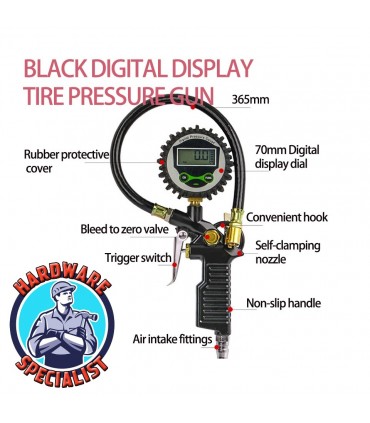 Hardware Specialist Digital Tire Pressure Inflator Gauge With LCD Display