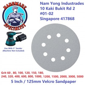 Hardware Specialist 5 Inch Velcro Sandpaper (For Orbital Sander)