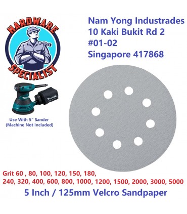 Hardware Specialist 5 Inch Velcro Sandpaper (For Orbital Sander)