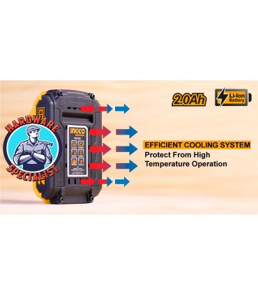 Ingco FBLI20011 20V Lithium-Ion 2.0Ah Battery Pack for Power Tools