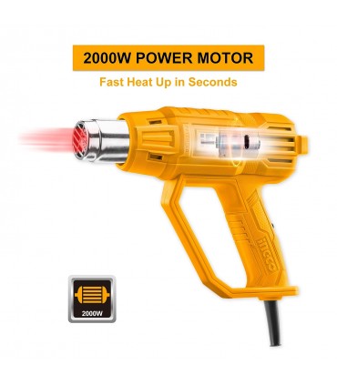 Ingco HG2000385 240V Dual Temperature Two Stages Corded Heat Gun