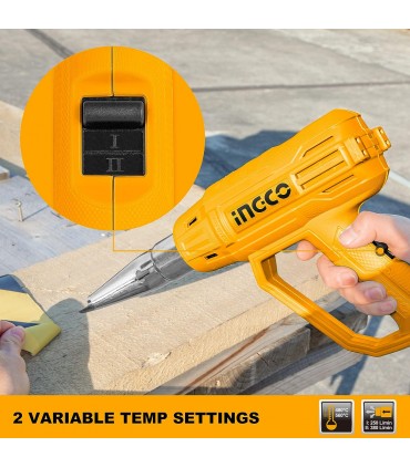 Ingco HG2000385 240V Dual Temperature Two Stages Corded Heat Gun