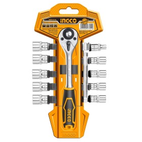 Ingco HKTS14122 12 Pieces 1/4" Square Drive 6 Pt Ratchet Socket Set