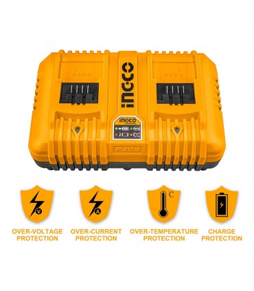 Ingco FCLI2034 20V Li-IonFast Intelligent Dual Port Charger