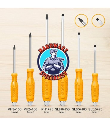 Ingco HSGTDC180601 Go Through Screwdriver Set - 6 Pieces