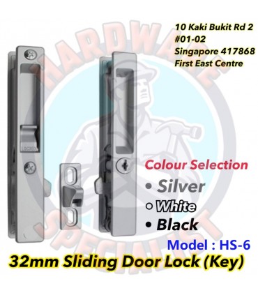 32mm Aluminum Sliding Door Lock HS-6 (Key)