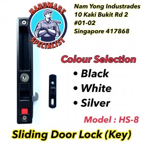Hardware Specialist HS-8 Aluminum Sliding Door Lock (Key)