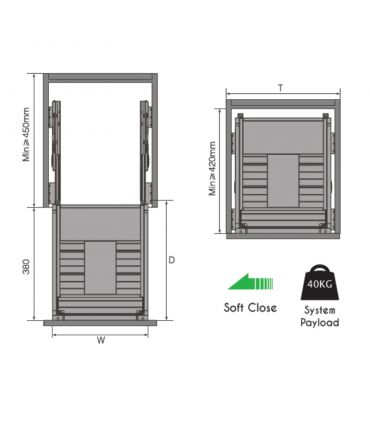 Black Box Three Layer Undermount Double Deck Basket - Black
