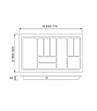ecoWare Kitchen ABS Cutlery Tray - Grey
