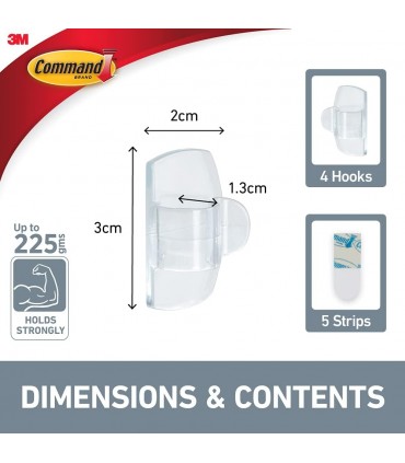 3M 17017CLR Command Clear Round Cord Clips