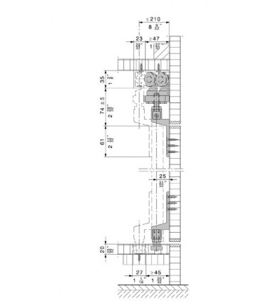 Hawa 220 Planfront System for Sliding Cabinet Doors with Flush Mounting