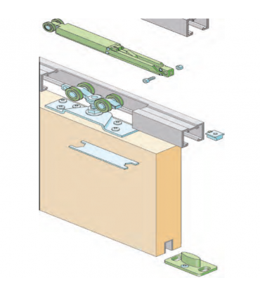 ecoWare Sliding System Roller Kit with Soft Closing Damper for One Door