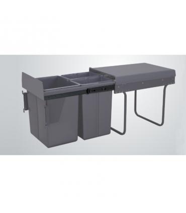 ecoWare DB-40L ABS Bottom Mounted Bin With Soft Closing Slide 40L - Grey