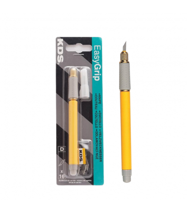 KDS D-12YE Easy Grip Soft Grip Cutter with 16 Blades - Yellow
