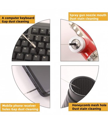 Nylon Mini Brushes & Needle Metal Tube Cleaning Brush Spray Gun Cleaning Kit - 17 Pieces