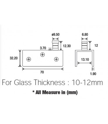 ecoware HG-T86 12mm Stainless Steel Big Glass Hinge