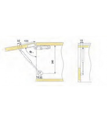 ecoWare LS-2.1 Cabinet Hydraulic Gas Spring for Aluminium and Wooden Door - Silver