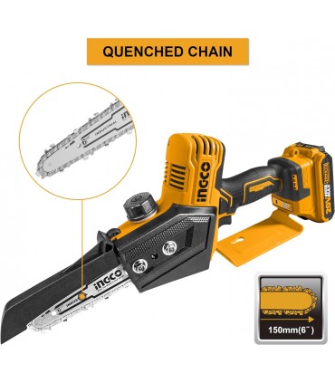 Ingco CGSLI2068 20V Lithium-Ion Brushless 6 Inch Cordless Mini Chain Saw - Bare Unit