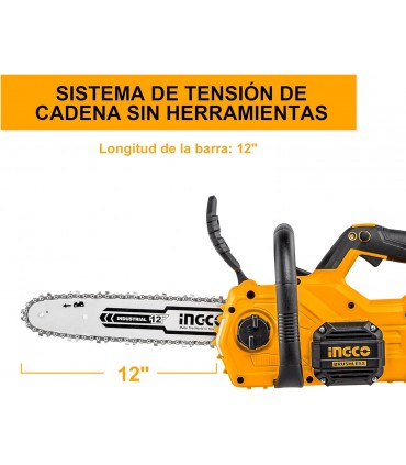 Ingco 20V Cordless Lithium-Ion Brushless 12 Inch Chain Saw - Bare Unit