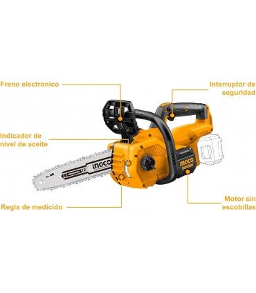 Ingco 20V Cordless Lithium-Ion Brushless 12 Inch Chain Saw - Bare Unit