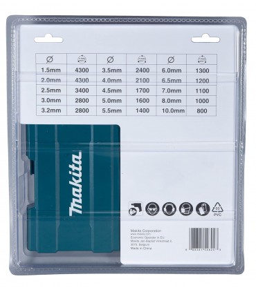 Makita D-67527 Straight Shank Metal Drill Bit Set - 19 Pieces
