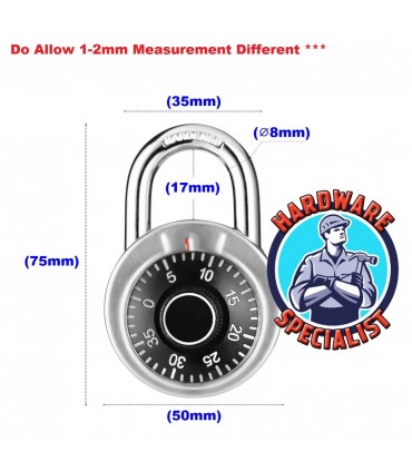 Hardware Specialist 50mm Round Dial Padlock / Pad Lock
