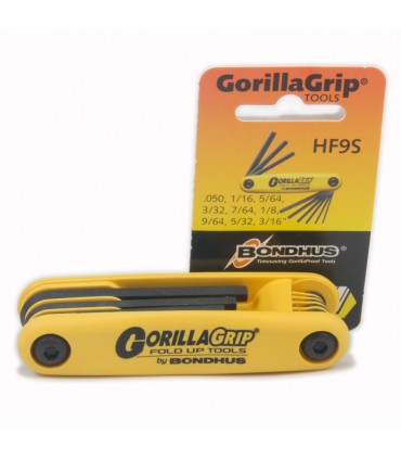 Bondhus GorillaGrip Fold Ups ProGuard Folding 0.05 to 3/16 in Hex Key Set - Yellow/Black