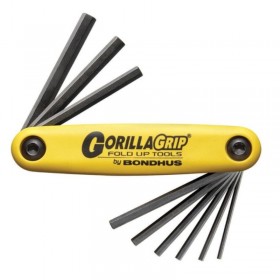 Bondhus HF9S GorillaGrip Fold Ups ProGuard Folding 0.05 to 3/16 in Hex Key Set - Yellow/Black