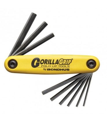 Bondhus HF9S GorillaGrip Fold Ups ProGuard Folding 0.05 to 3/16 in Hex Key Set - Yellow/Black