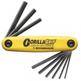 Bondhus HF9S GorillaGrip Fold Ups ProGuard Folding 5/64 to 1/4" in Hex Key Set - Yellow/Black