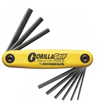 Bondhus HF9S GorillaGrip Fold Ups ProGuard Folding 5/64 to 1/4" in Hex Key Set - Yellow/Black