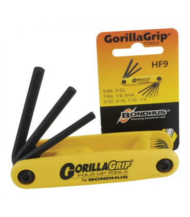 Bondhus HF9 GorillaGrip Fold Ups ProGuard Folding 5/64 to 1/4" in Hex Key Set - Yellow/Black