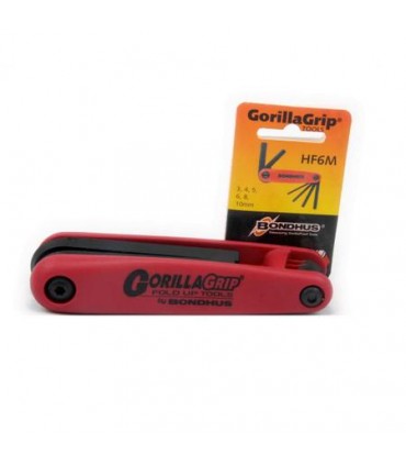 Bondhus HF6M GorillaGrip Fold Ups ProGuard Folding 3mm to 10mm in Hex Key Set of 6 Piece - Red/Black