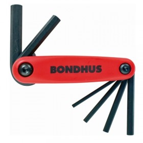 Bondhus HF9S GorillaGrip Fold Ups ProGuard Folding 3mm to 10mm in Hex Key Set of 6 Piece - Red/Black