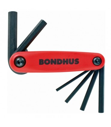 Bondhus HF9S GorillaGrip Fold Ups ProGuard Folding 3mm to 10mm in Hex Key Set of 6 Piece - Red/Black