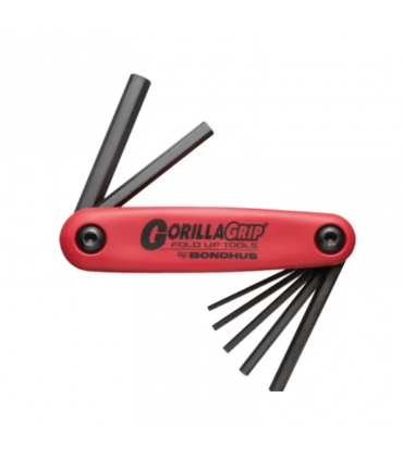 Bondhus HF7M GorillaGrip Fold Ups ProGuard Folding 2mm to 8mm in Hex Key Set of 7 Piece - Red/Black