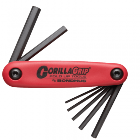 Bondhus HF7MS GorillaGrip Fold Ups ProGuard Folding 1.5mm to 6mm in Hex Key Set of 7 Piece - Red/Black
