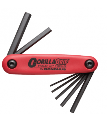 Bondhus HF7MS GorillaGrip Fold Ups ProGuard Folding 1.5mm to 6mm in Hex Key Set of 7 Piece - Red/Black
