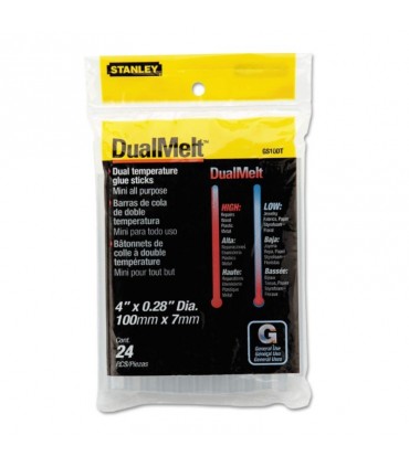 Stanley GS10DT Dual Melt Mini 1/4 in x 4 in Glue Sticks - 24 Pieces