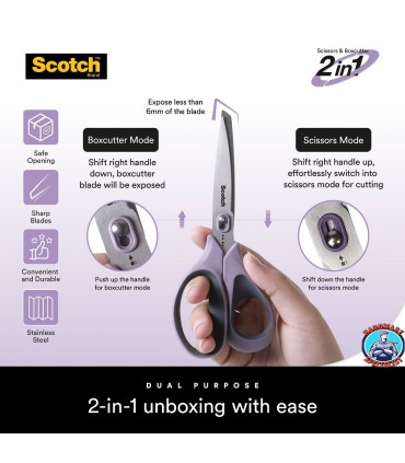 3M Scotch Stainless Steel Dual-Function 7-inch Unboxing Scissors