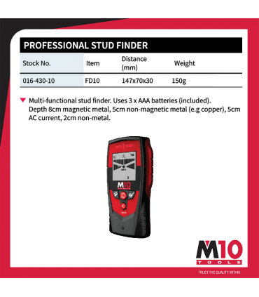 M10 Tools FD10 Multi-Functional Stud Finder
